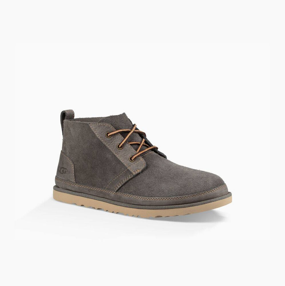 UGG Neumel Unlined Leather - Ankelstøvletter Herre - Dyp Grå (NO-J848)